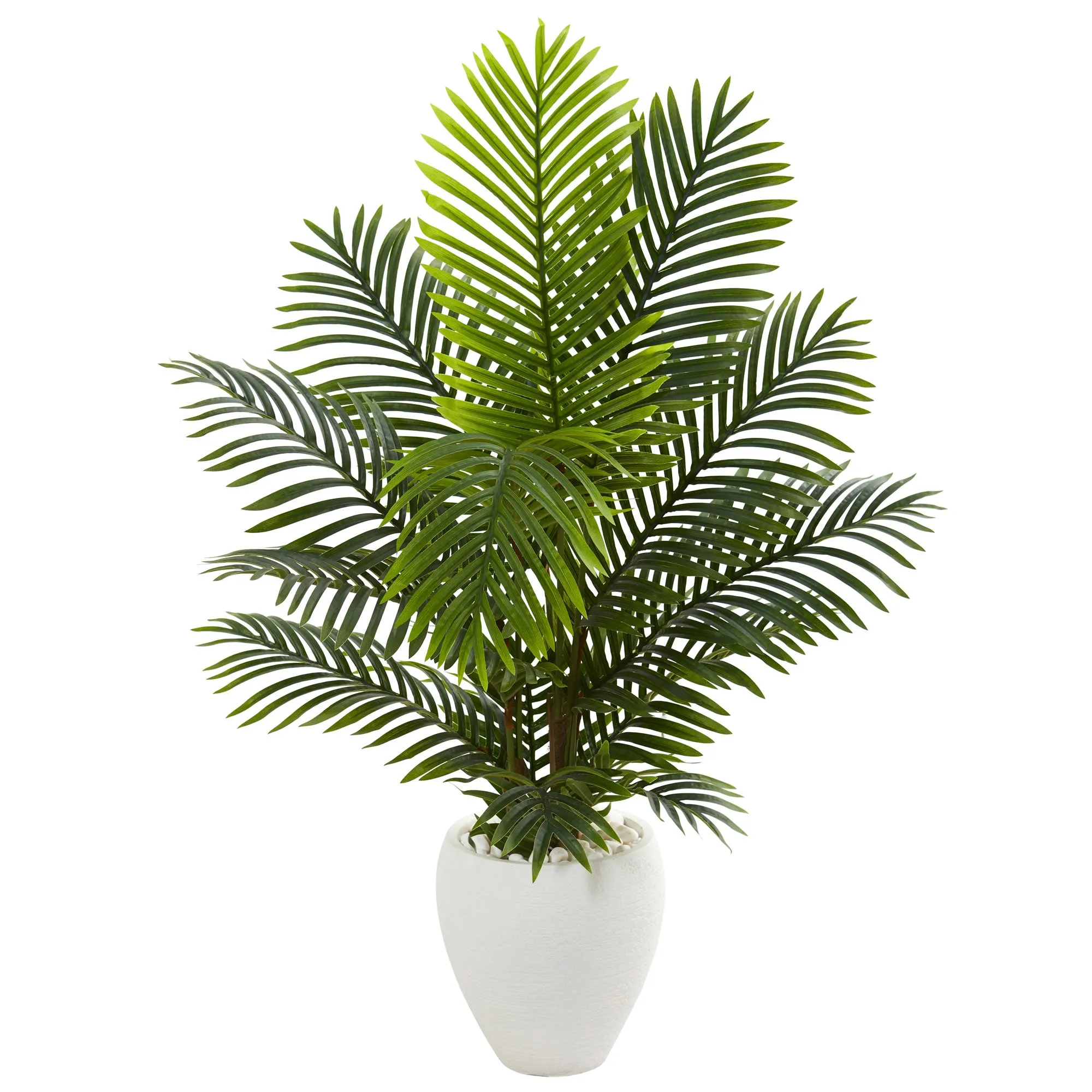 HomPlanti 4.5 Feet Paradise Palm Artificial Tree in White Planter