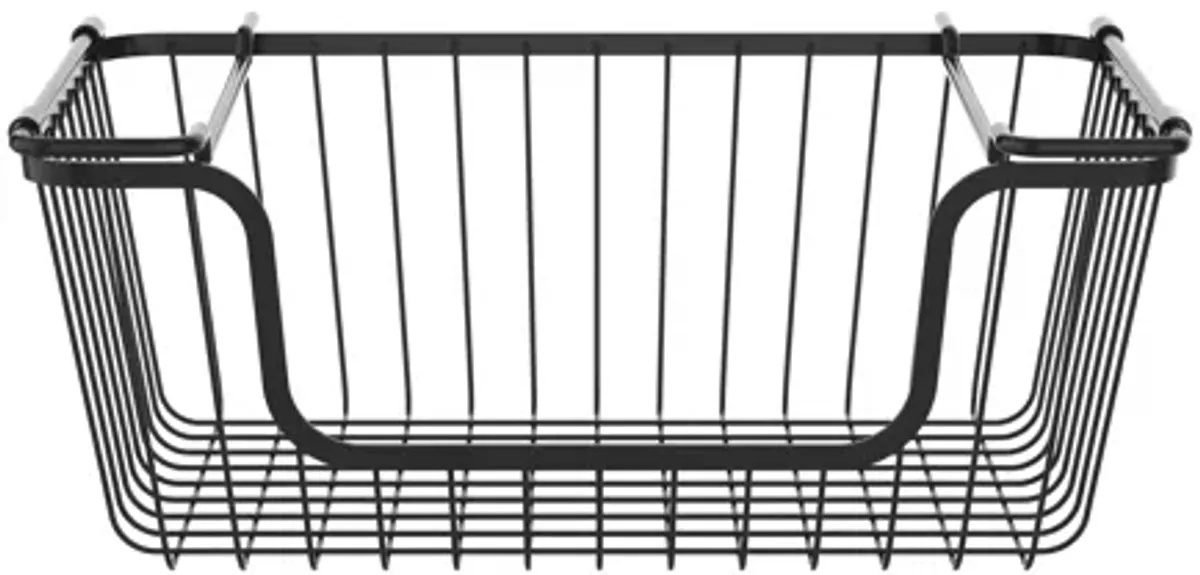 Oceanstar Stackable Metal Wire Storage Basket Set for Pantry, Countertop, Kitchen or Bathroom, Black, Set of 2