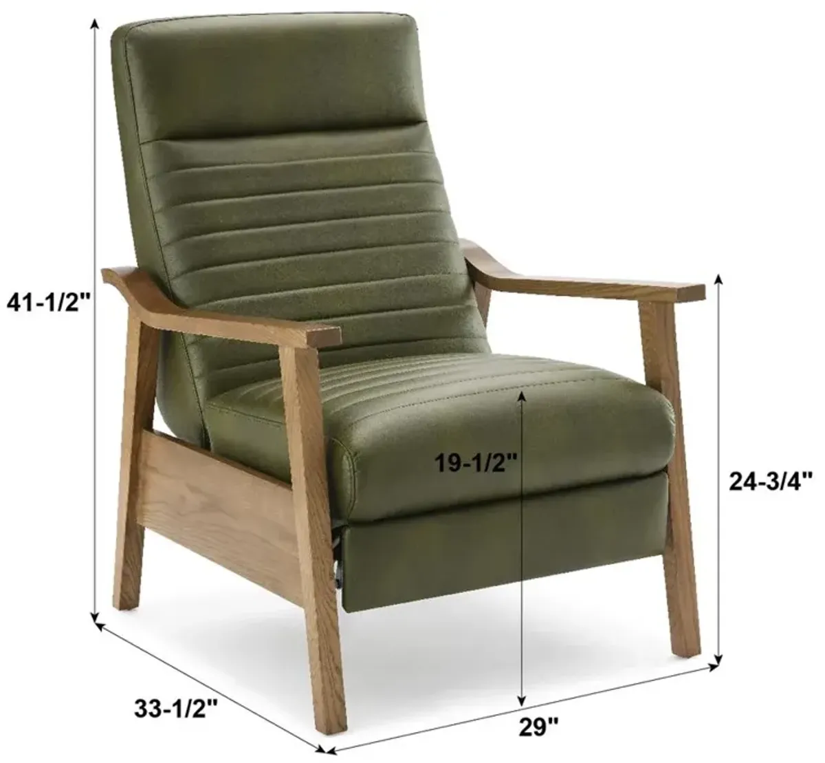 Comfort Pointe Arthur Wood Arm Push Back Recliner - Fern Green