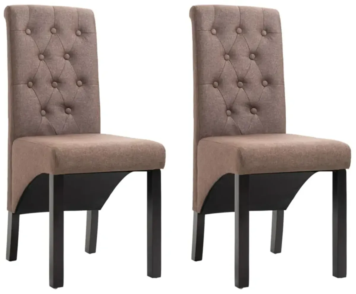 vidaXL Dining Chairs 2 pcs Brown Fabric