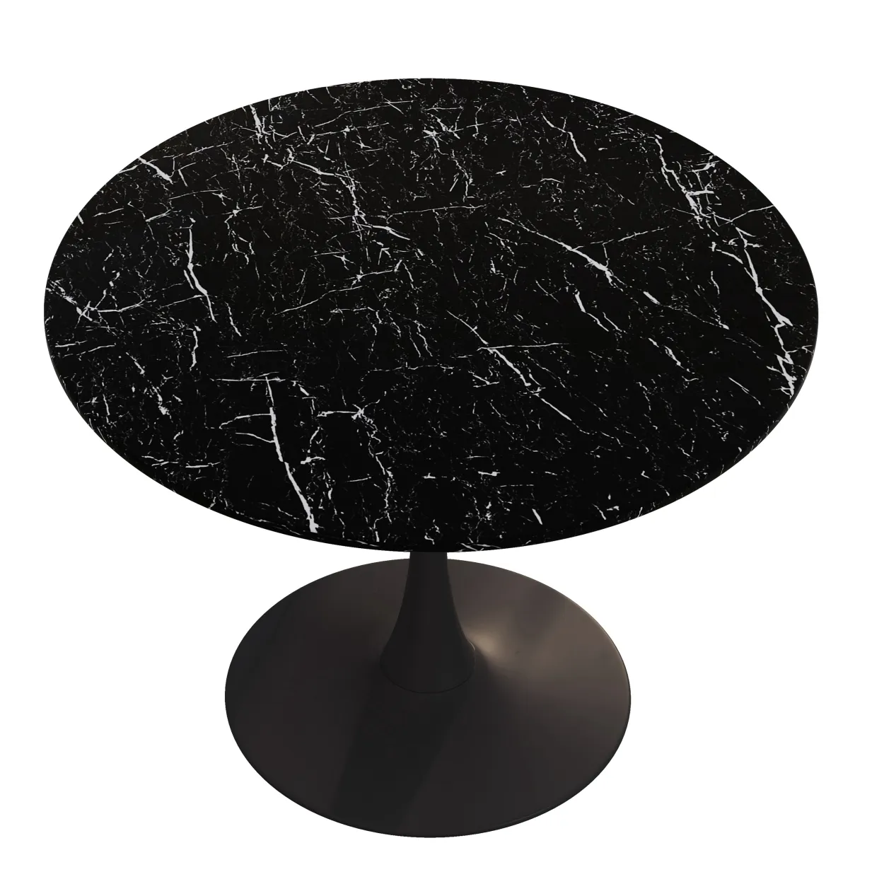 42.12" Modern Round Dining Table with Marble Top & Metal Base