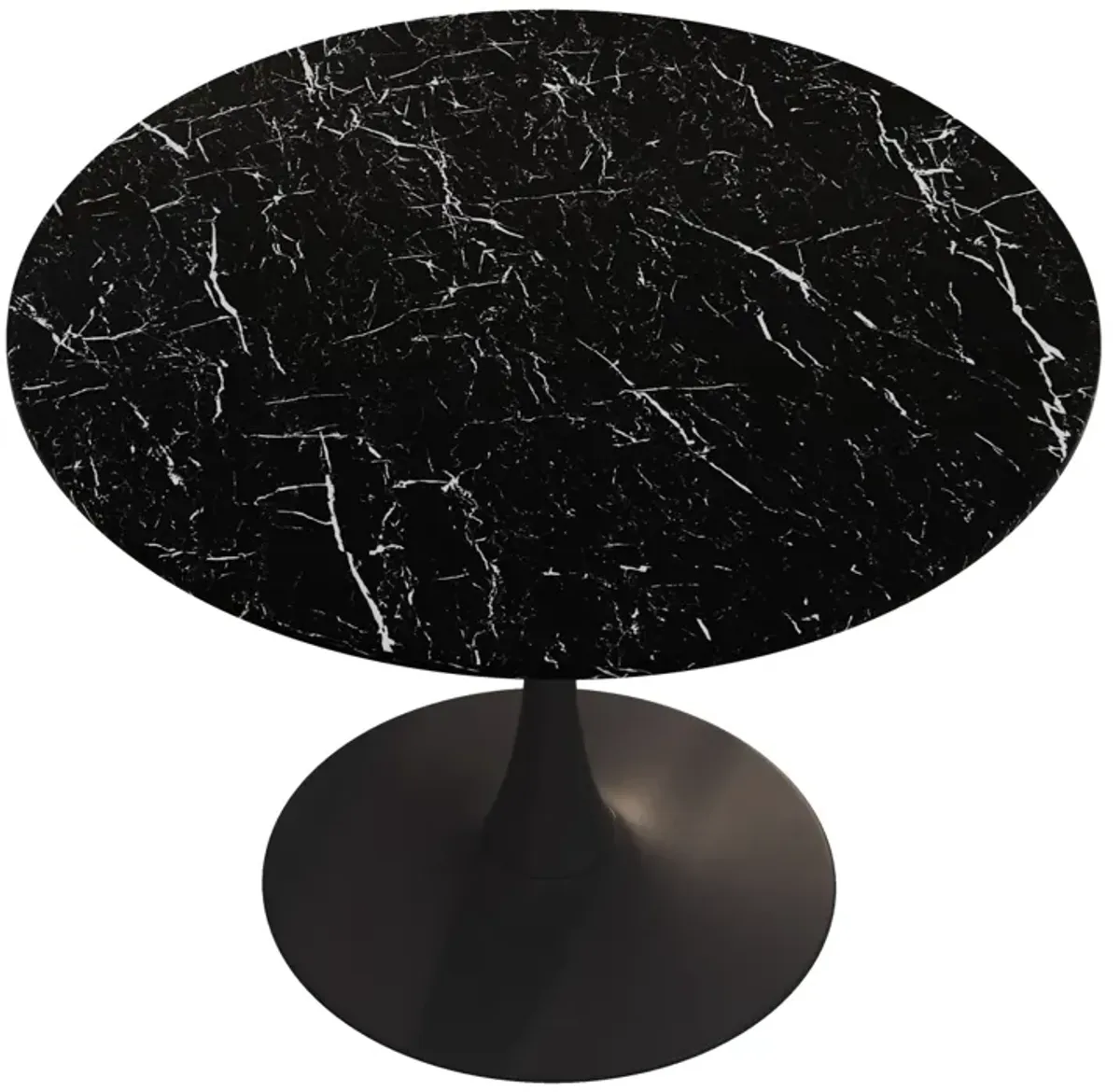 42.12" Modern Round Dining Table with Marble Top & Metal Base