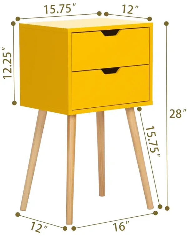 Streamdale Wooden Nightstand with Sliding Drawers, Set of 2