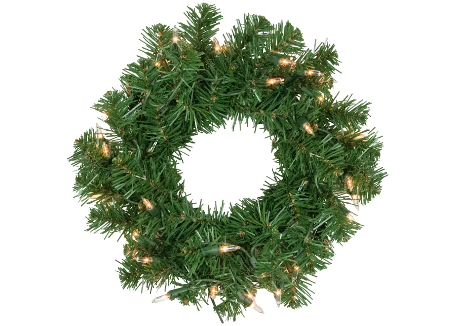 Pre-Lit Deluxe Dorchester Pine Artificial Christmas Wreath  10-Inch  Clear Lights