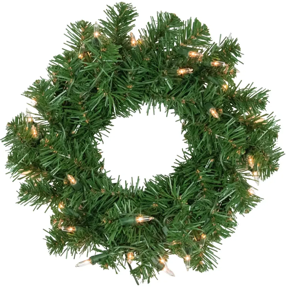 Pre-Lit Deluxe Dorchester Pine Artificial Christmas Wreath  10-Inch  Clear Lights