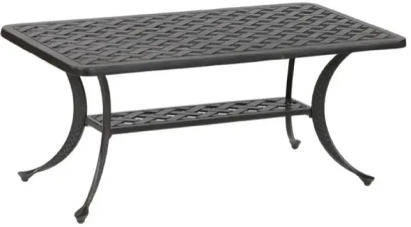 42 Inch Cast Metal Outdoor Patio Coffee Table, Dark Bronze-Benzara