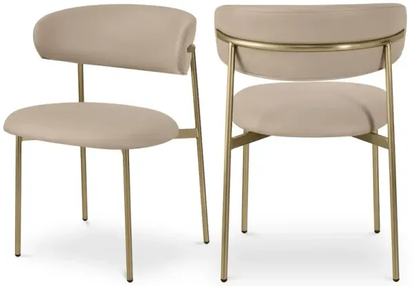 Meridian Furniture Lupita Taupe Vegan Leather Dining Chair, Set of 2