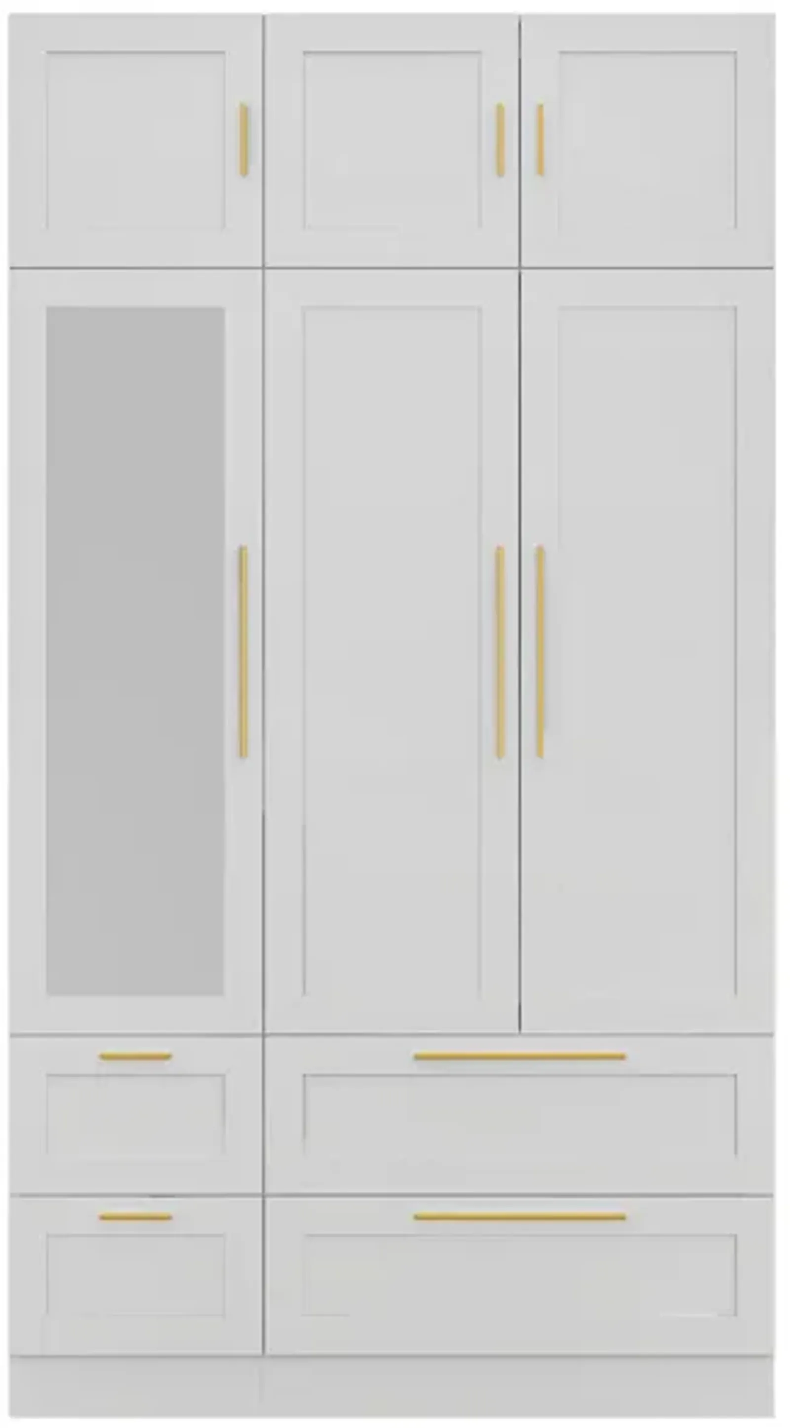 FUFU&GAGA Modern Wardrobe with Gold Handles, Spacious Storage and Hanging Rods (47" W x 20.5" D x 86.7" H),White