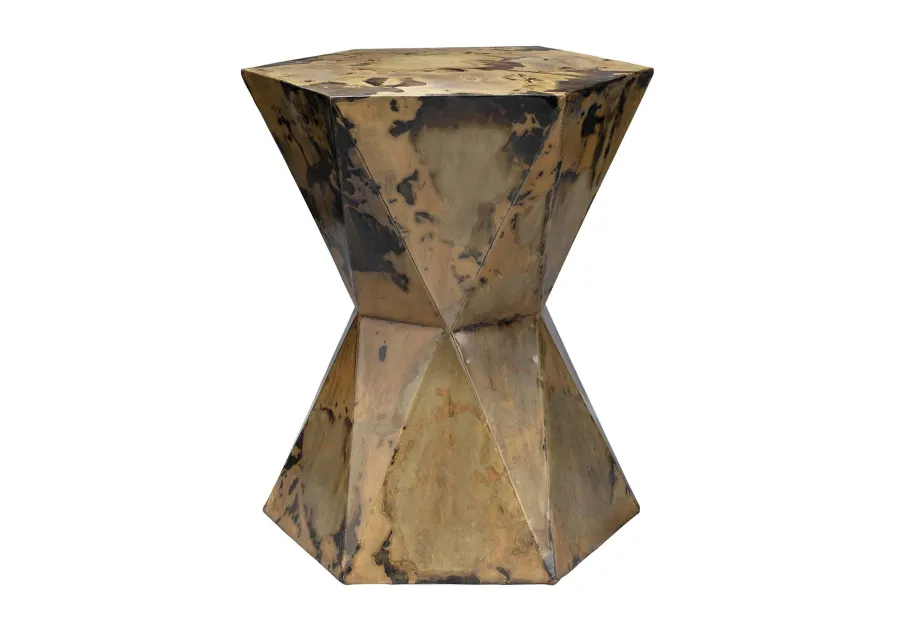 Crown Side Table, Acid Wash Metal