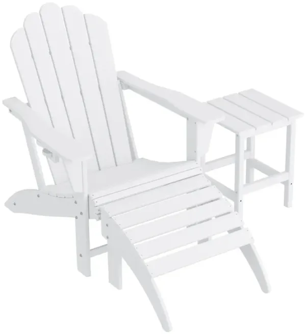 WestinTrends 3-Piece Adirondack Chair with Cup Holder and Folding Ottoman and Table Set
