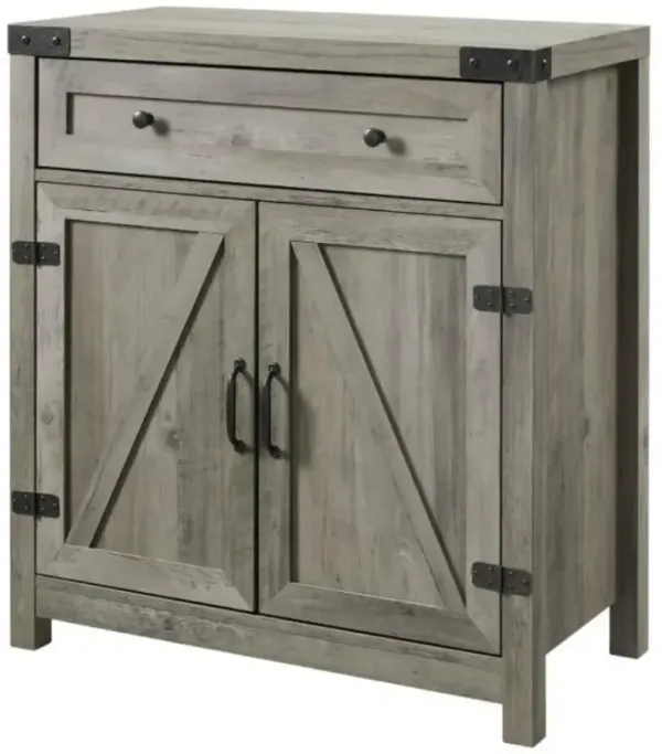 Hivvago Rustic Farmhouse Barn Door Accent Storage Cabinet Grey Wash