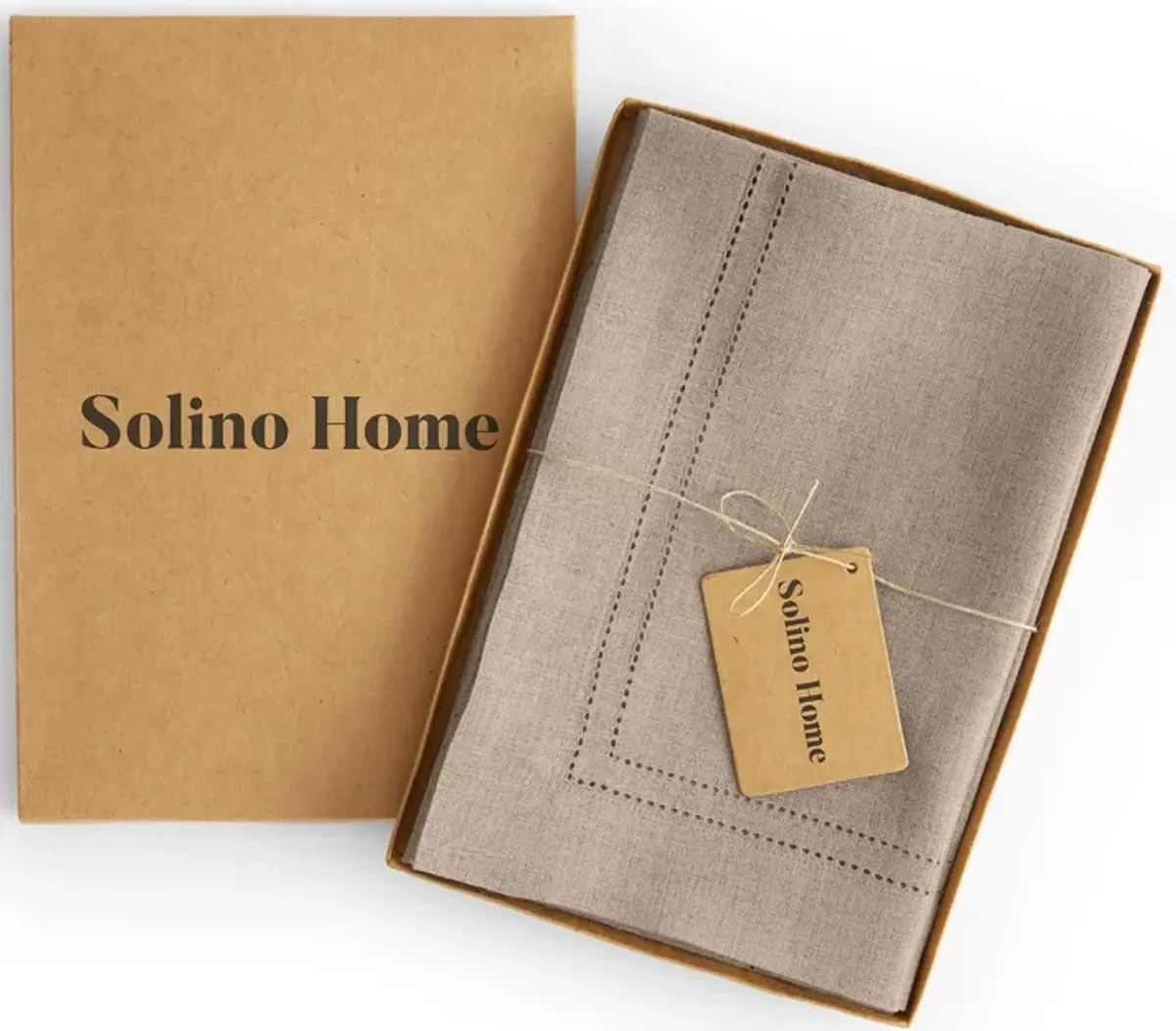 Solino Home 100% Pure Linen Double Hemstitch Dinner Napkins 20 x 20 Inch Set of 4