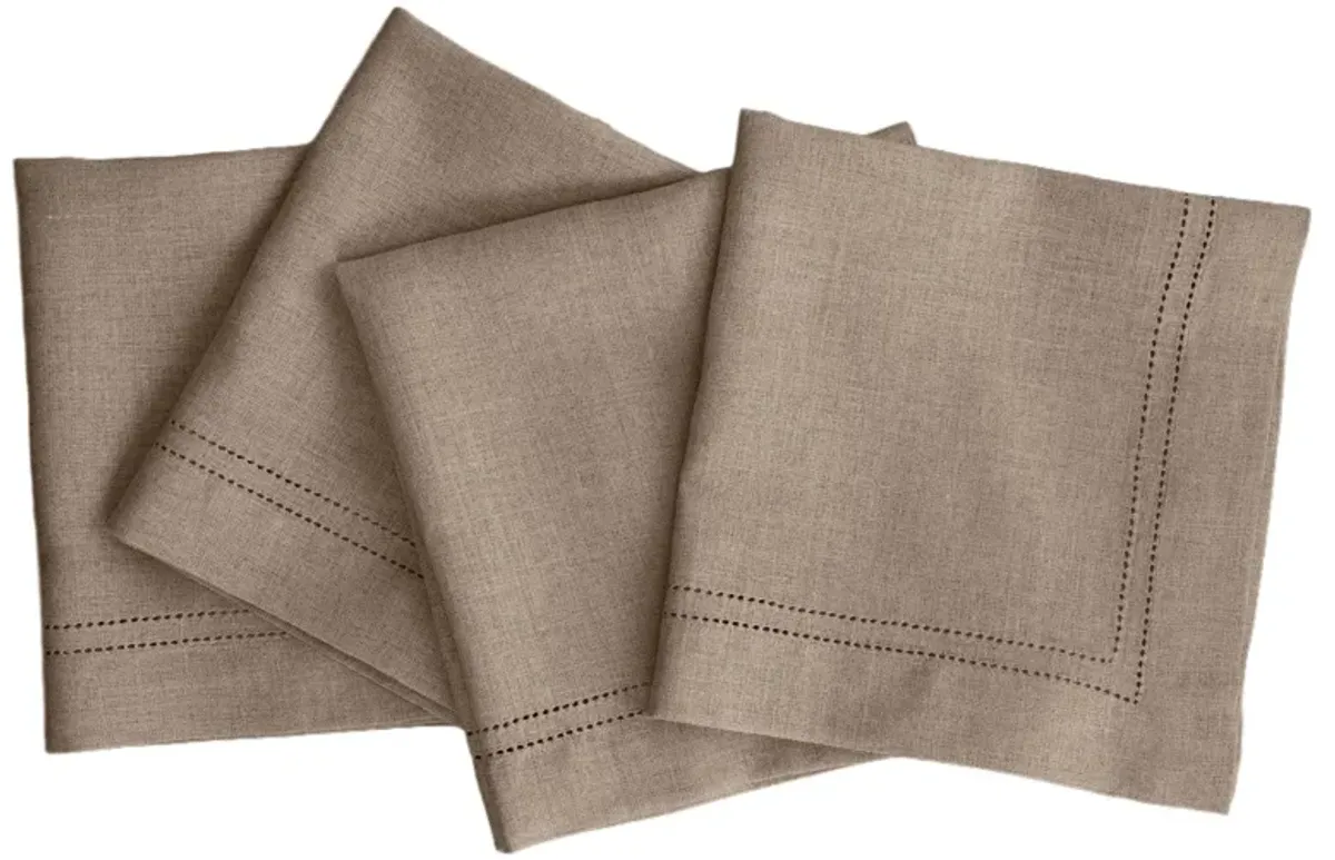 Solino Home 100% Pure Linen Double Hemstitch Dinner Napkins 20 x 20 Inch Set of 4