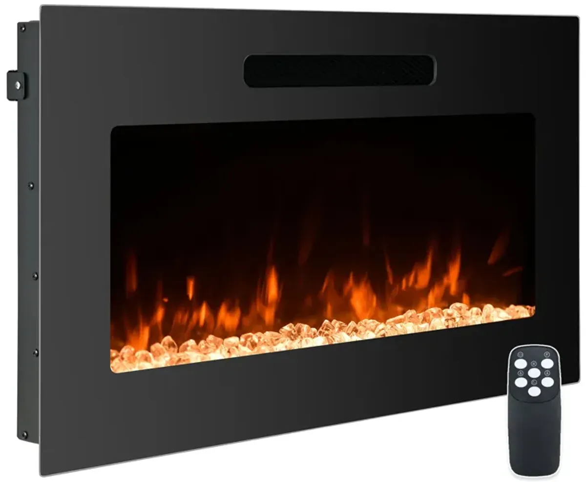 MONDAWE 30" Recessed Wall-Mounted Electric Fireplace 5000 BTU Heater with Remote Control