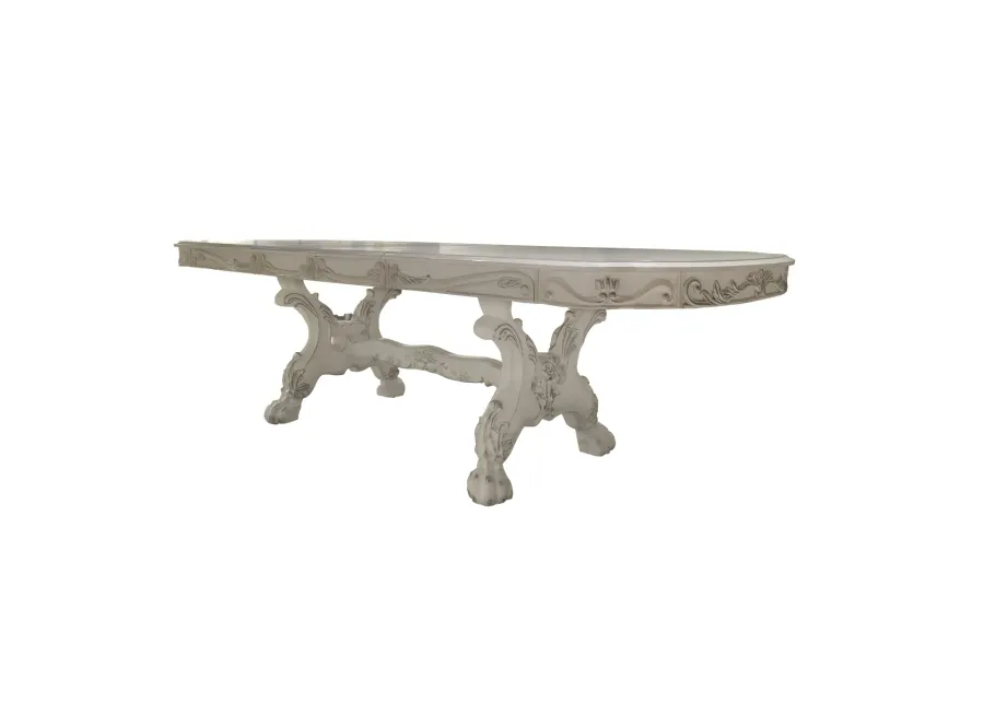 Dresden Dining Table (136") in Bone White Finish DN