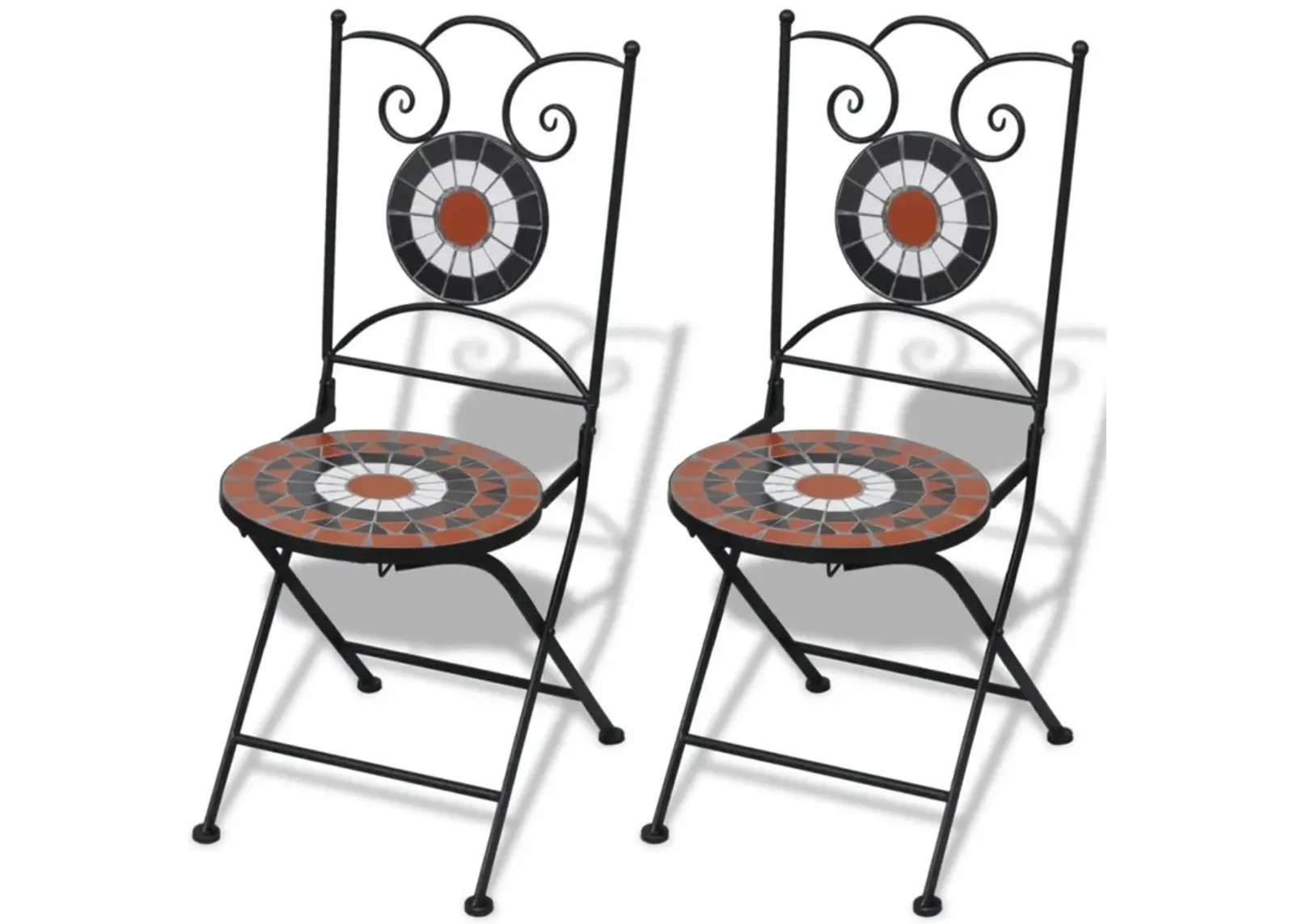 vidaXL Folding Bistro Chairs 2 pcs Ceramic Terracotta and White