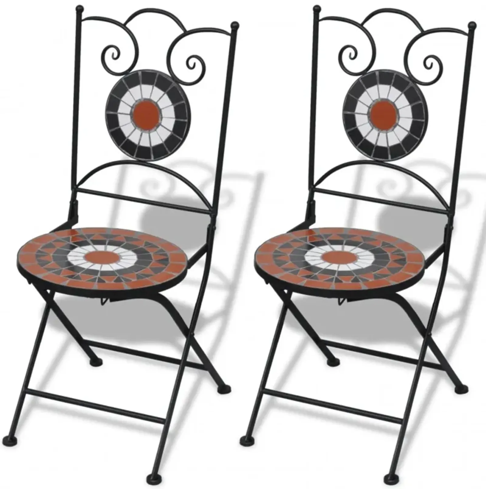 vidaXL Folding Bistro Chairs 2 pcs Ceramic Terracotta and White