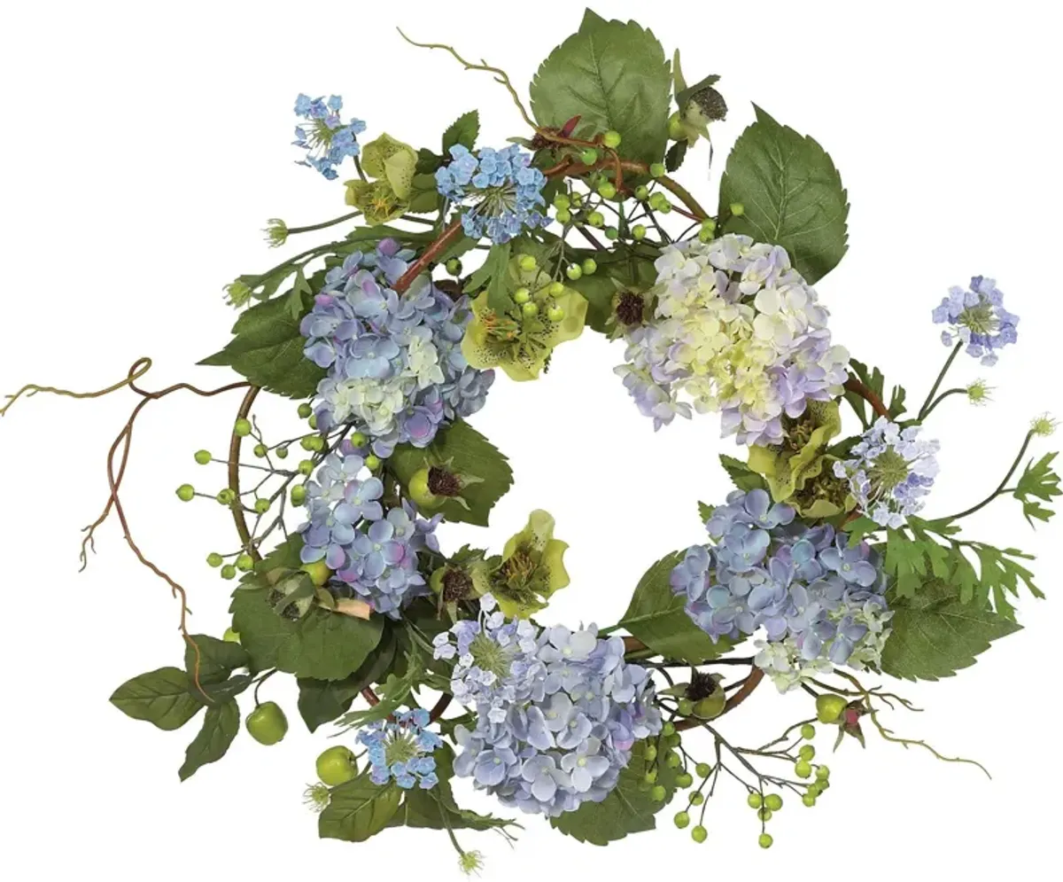 Nearly Natural 20-in Hydrangea Wreath