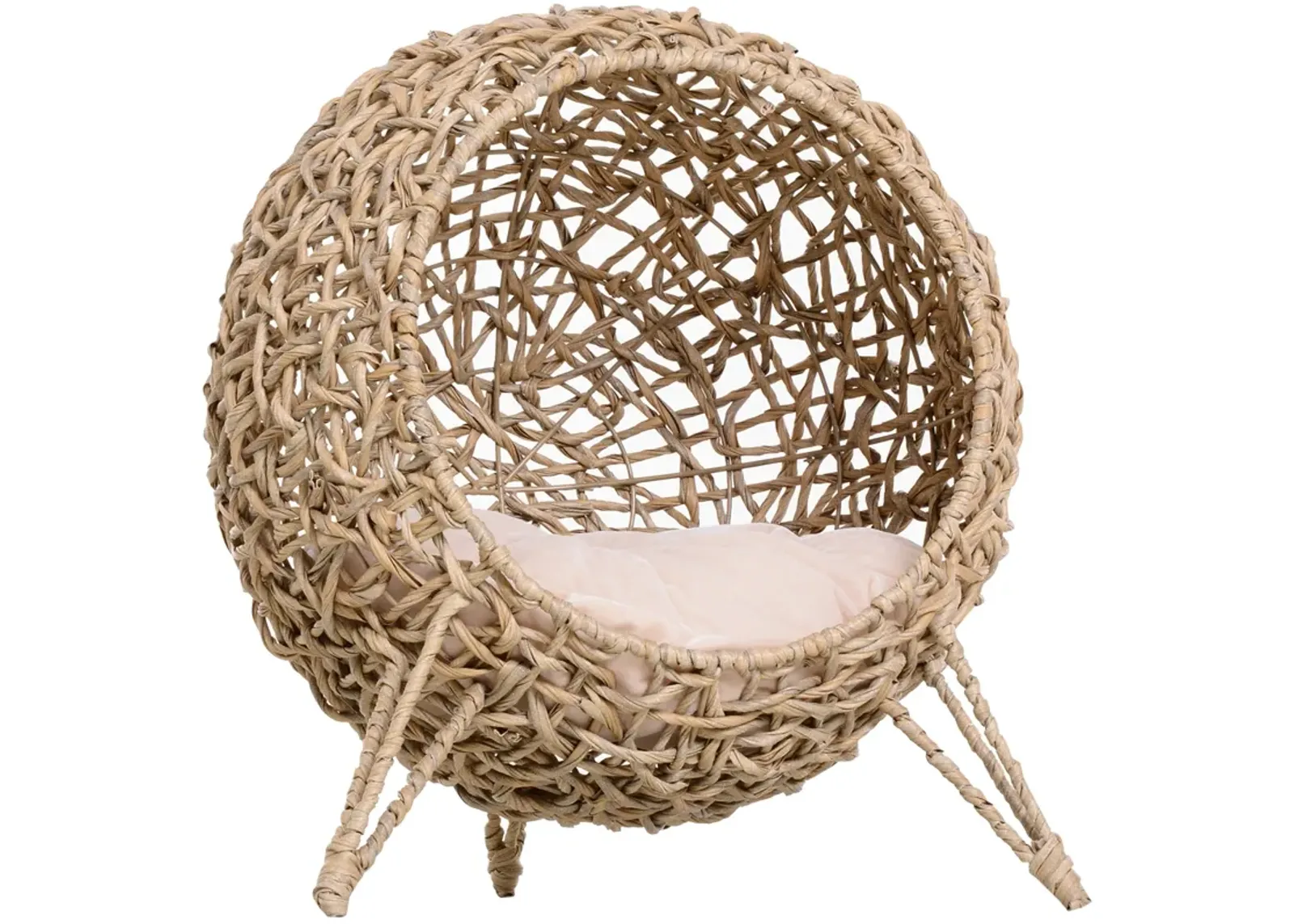 Natural Cat Bed: 20.5" Hand-Woven Banana Leaf Kitten Condo