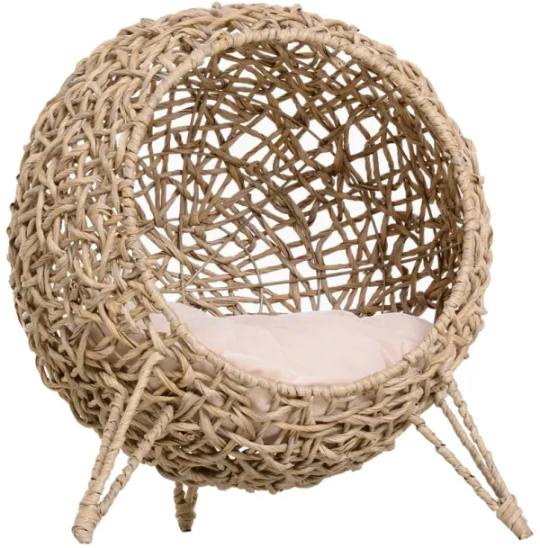 Natural Cat Bed: 20.5" Hand-Woven Banana Leaf Kitten Condo