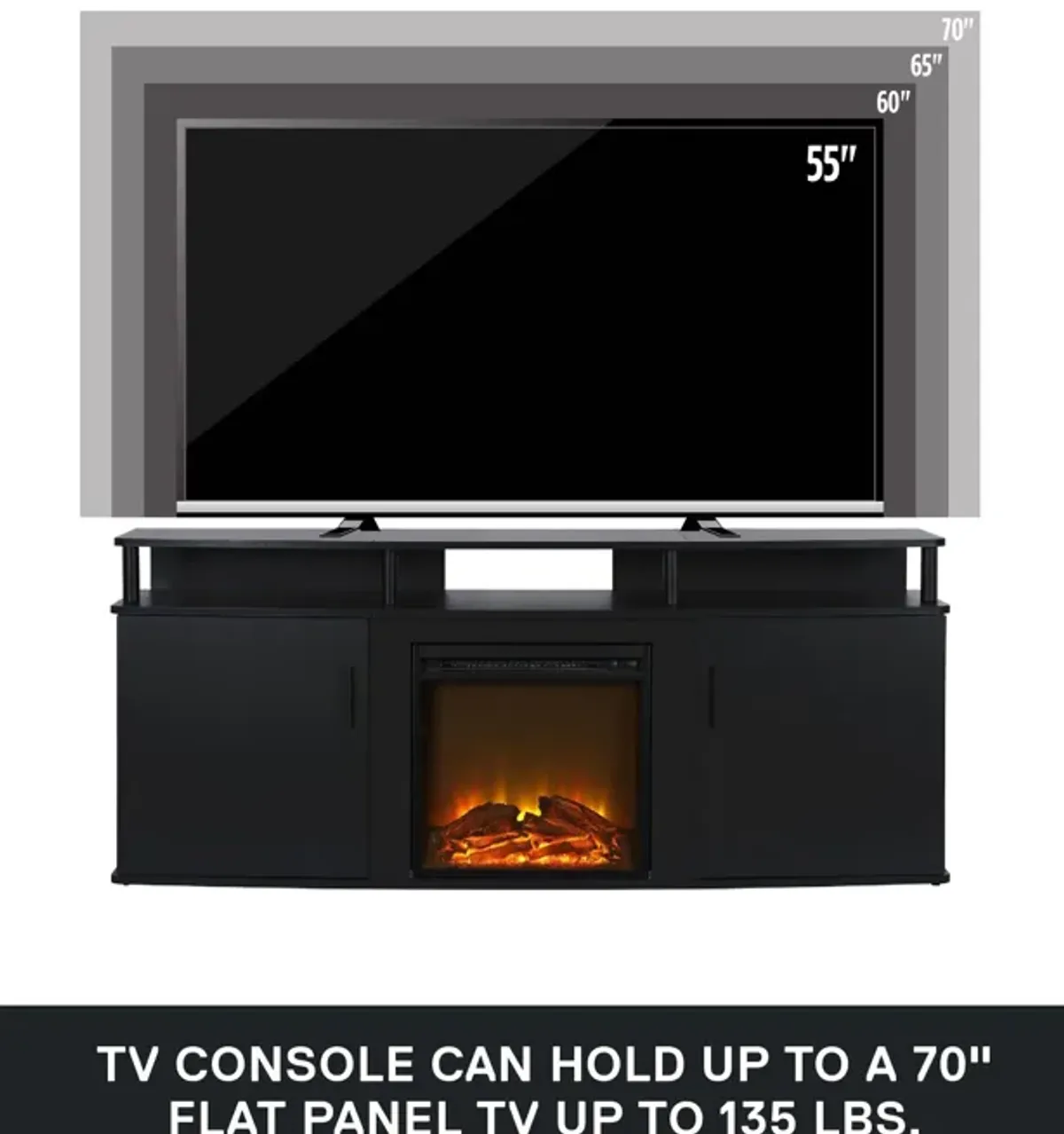 Ameriwood Home Carson Electric Fireplace TV Console for TVs up to 70"