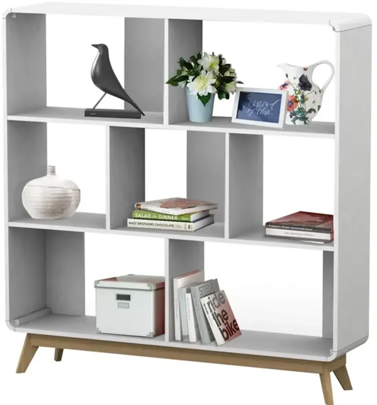 Leva Scandinavian Double Rounded Bookcase