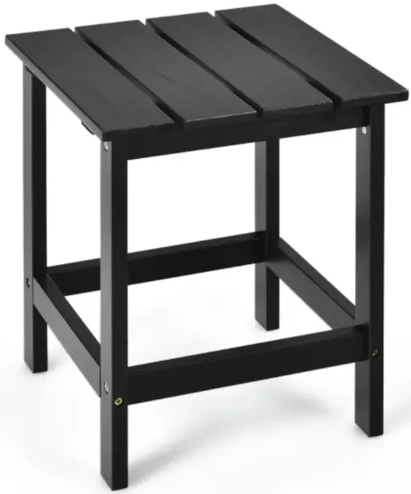 15 Inch Patio Square Wooden Slat End Side Coffee Table for Garden