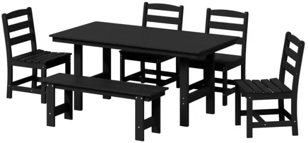 WestinTrends 6-Piece Outdoor HDPE Rectangular Patio Dining Table Set with Bench