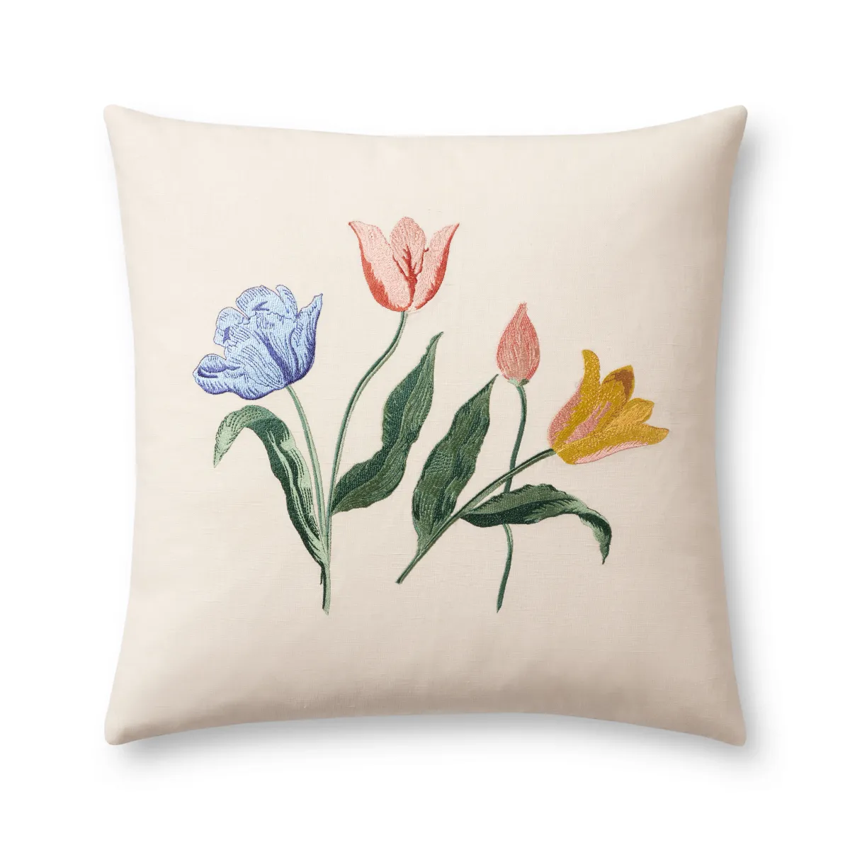 PRP0059 Tulips Multi 22''x22'' Down Pillow by Rifle Paper Co. × Loloi