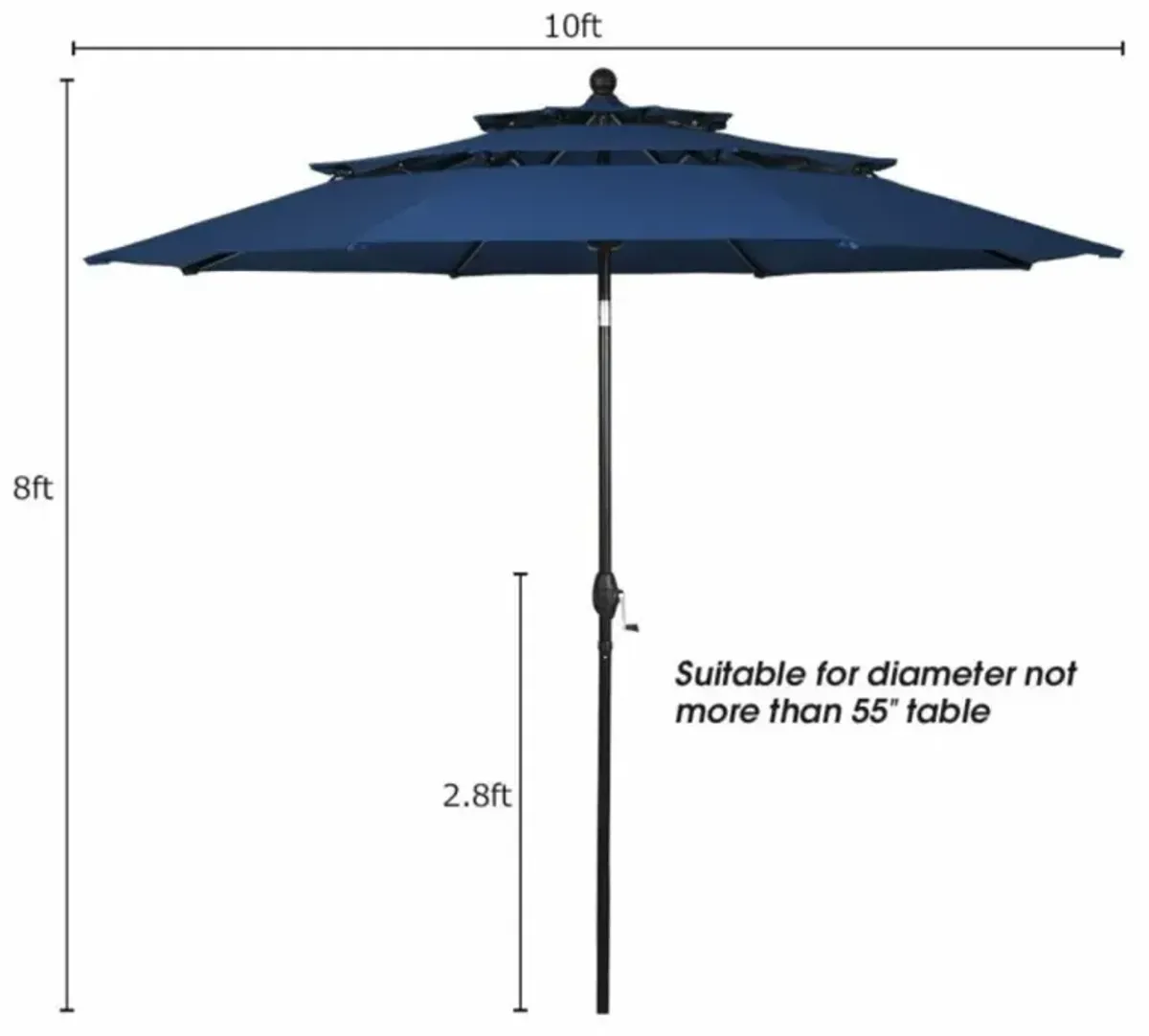 Hivvago 10 Feet 3 Tier Outdoor Patio Umbrella with Double Vented