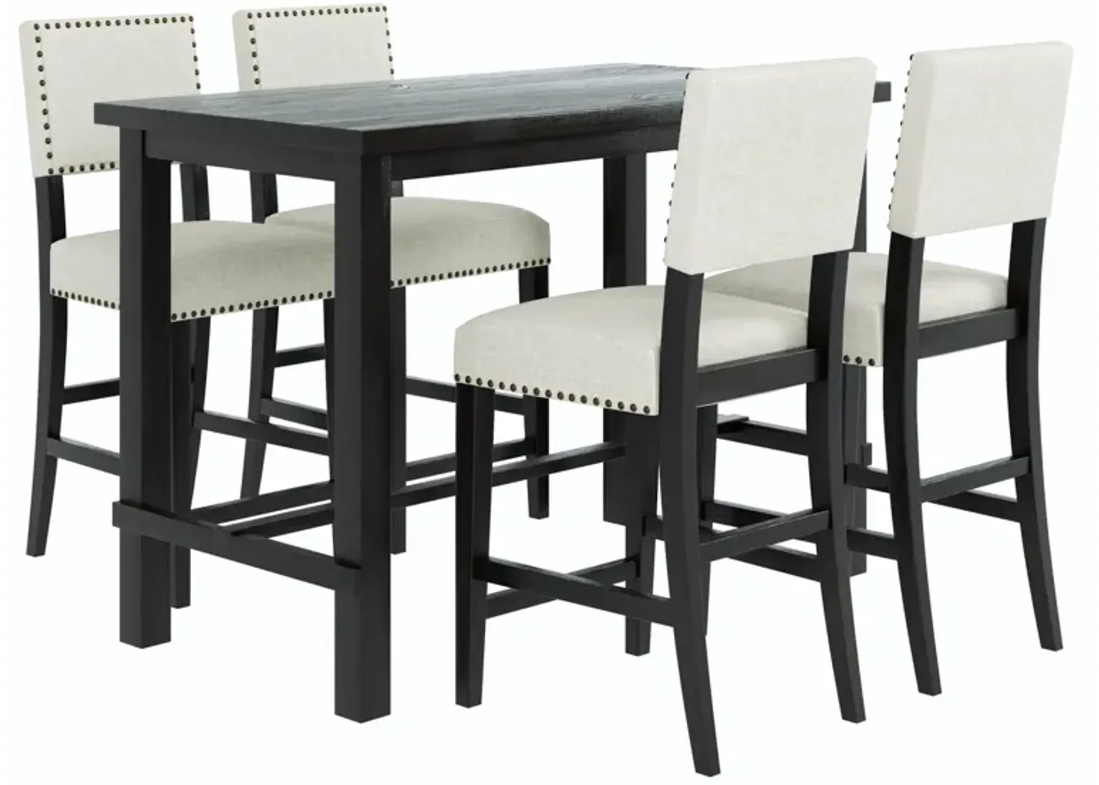 5-Piece Counter Height Dining Set, Classic Elegant Table and 4 Chairs