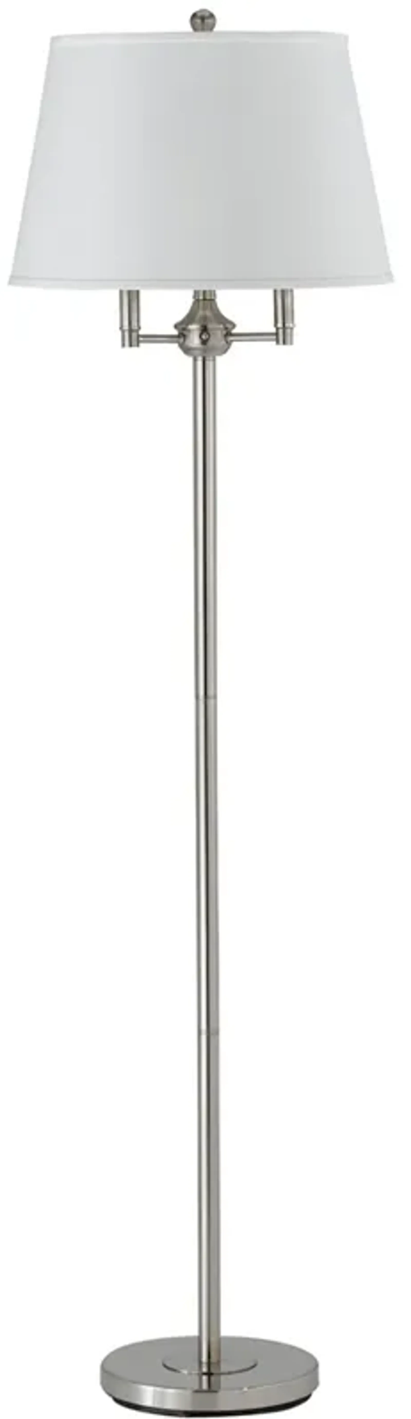 Metal Floor Lamp with Tapered Drum Shade and Stalk Support, Silver-Benzara