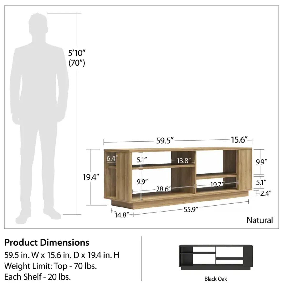 Knowle Contemporary TV Stand for TVs up to 60"