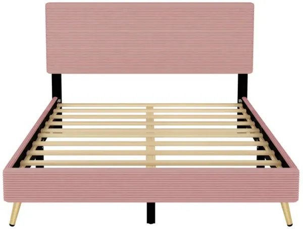 Merax Corduroy Upholstered Platform Bed with Headboard