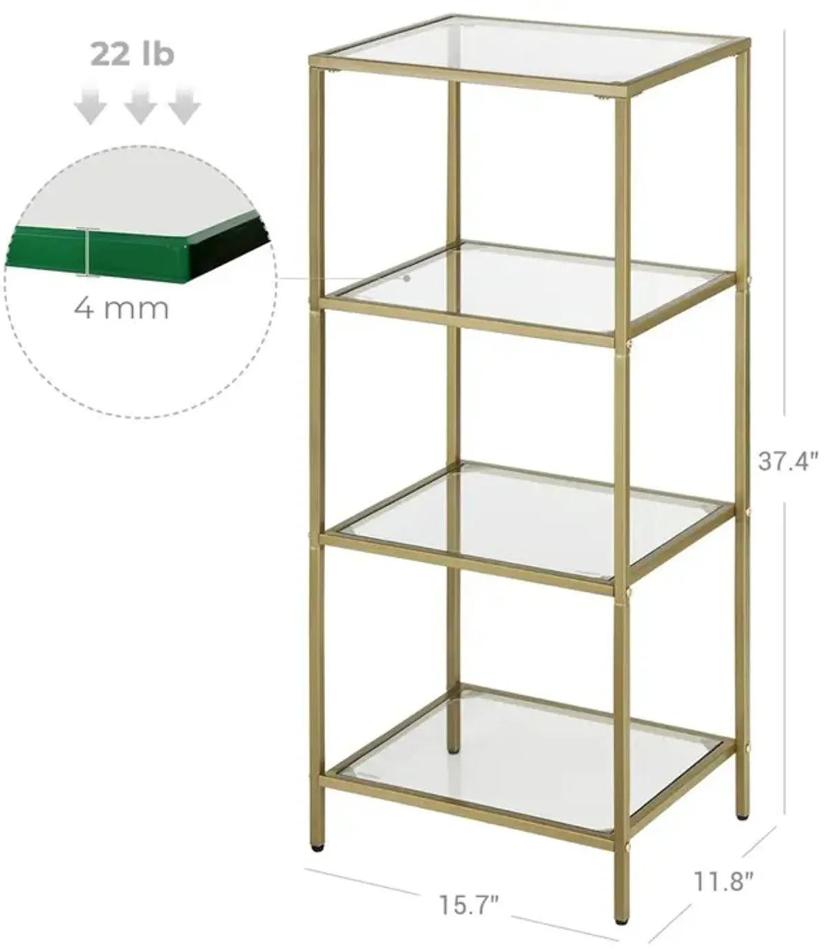 Stylish 4-Tier Bookcase Slim Design for Bedroom Spaces