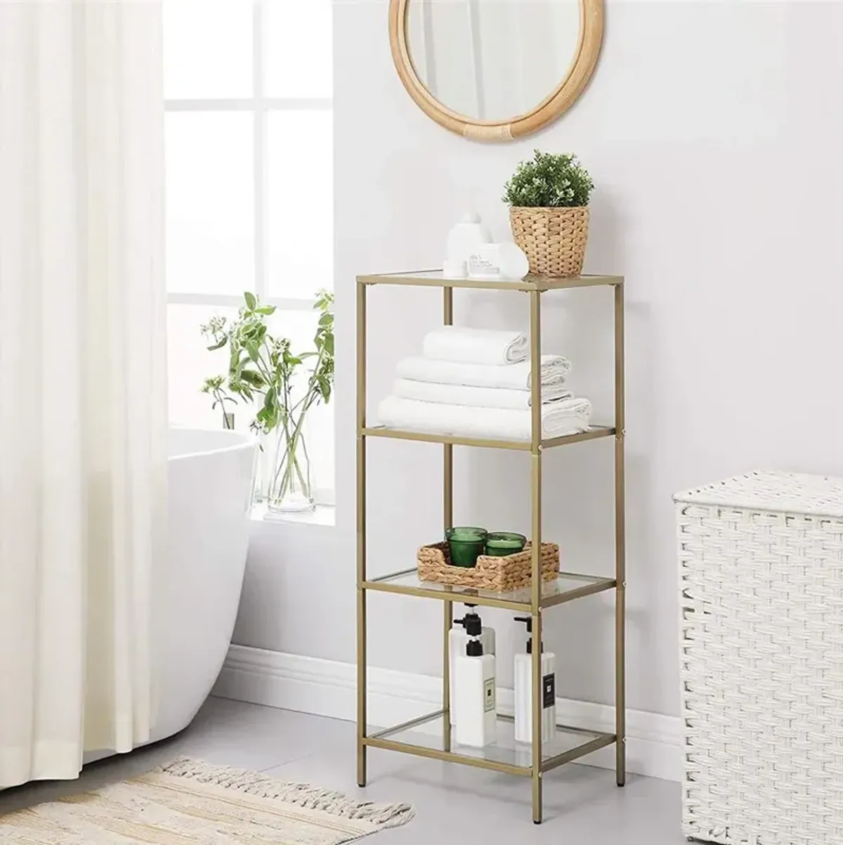 Stylish 4-Tier Bookcase Slim Design for Bedroom Spaces