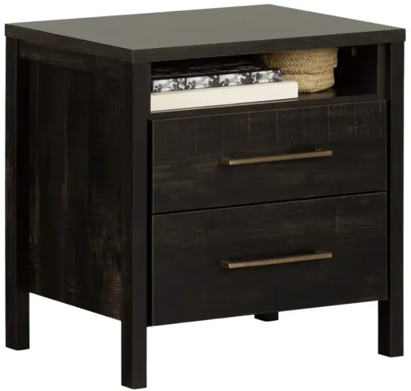 Hivvago Modern Java 2 Drawer Nightstand Cubby Storage Shelf