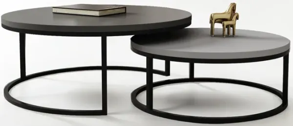 Round nesting coffee tables 2-piece