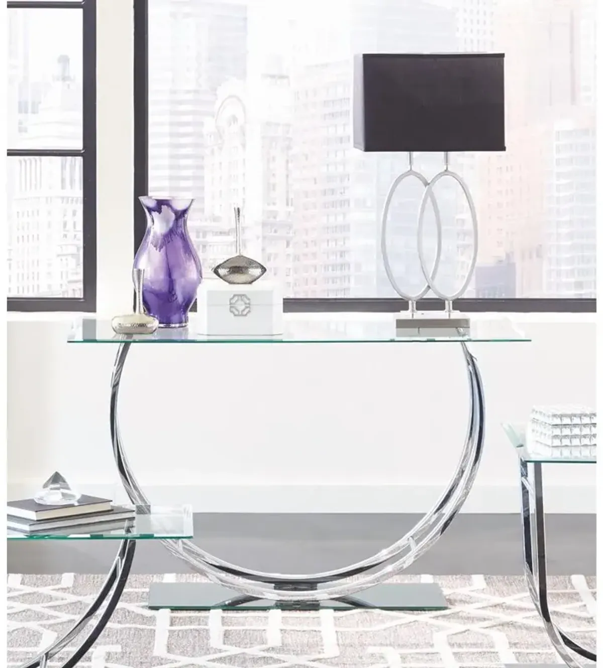 Danville U-shaped Sofa Table Chrome