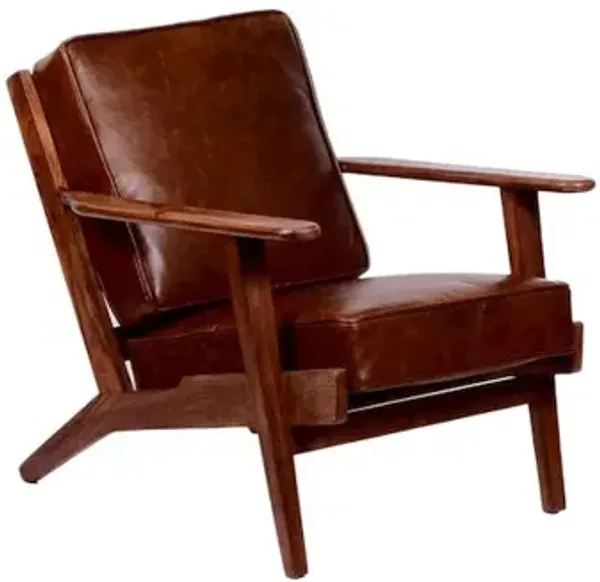 Porter Designs Corvallis Solid Sheesham Wood Accent Chair, Brown