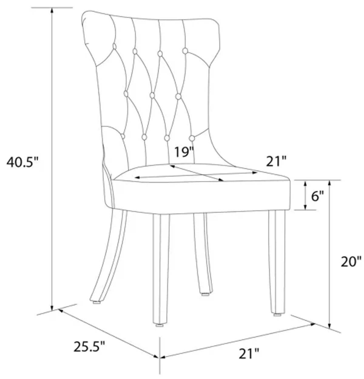 DHP Clairborne Tufted Hourglass Dining Chair, Set of 2, Taupe