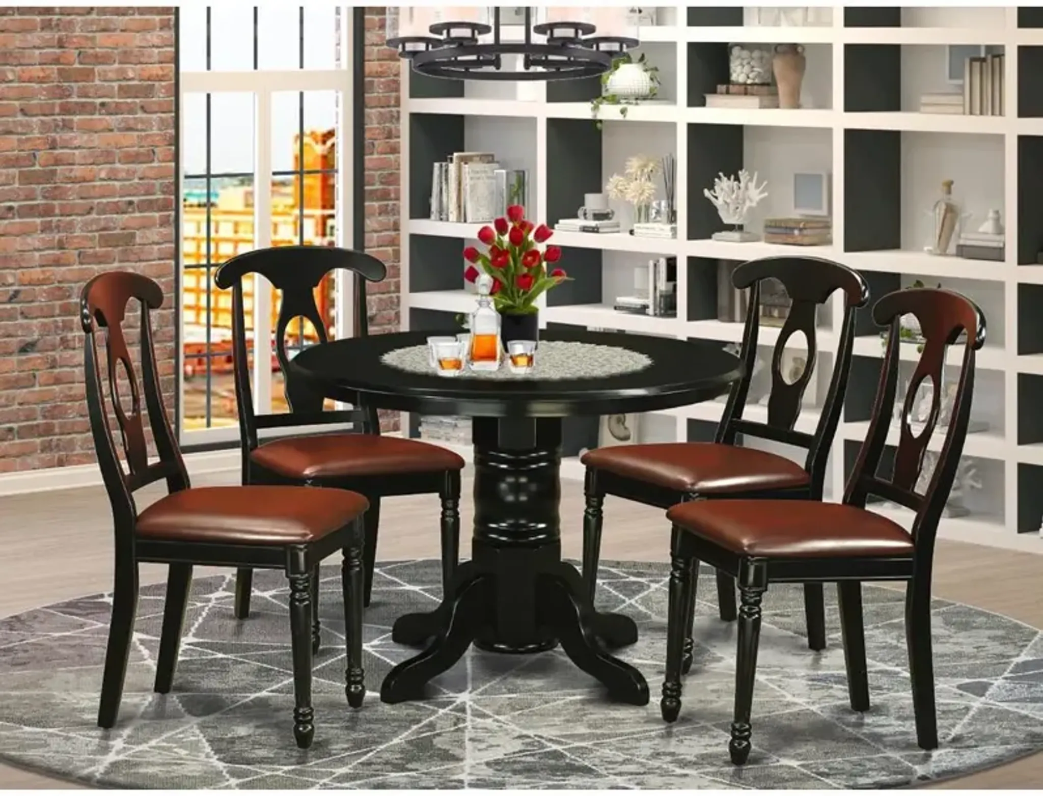 5 Pc Table Set For 4 Dining Table And 4 Dining Chairs Mathis Home ...