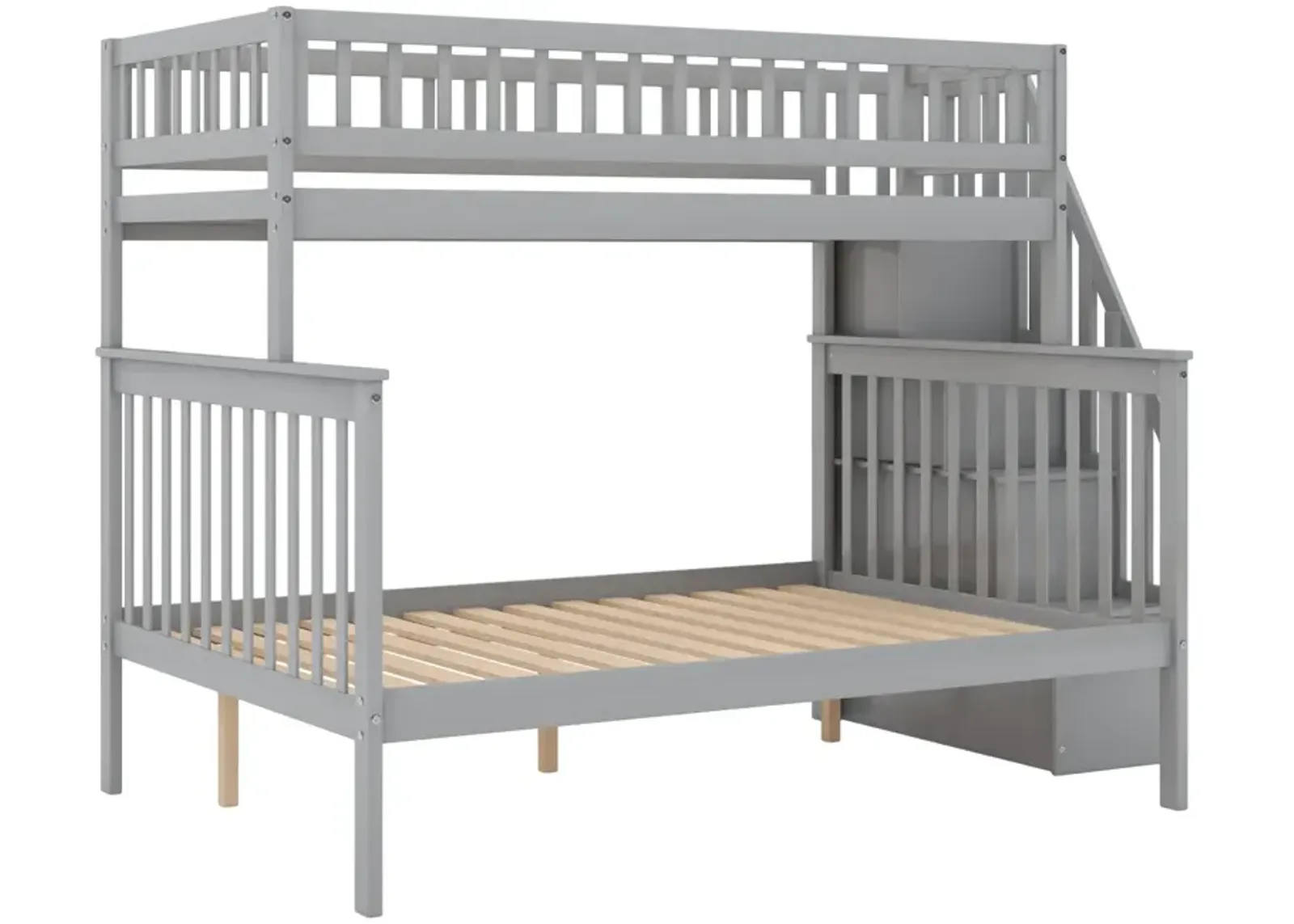 Twin Over Full Stairway Bunk Bed With Storage