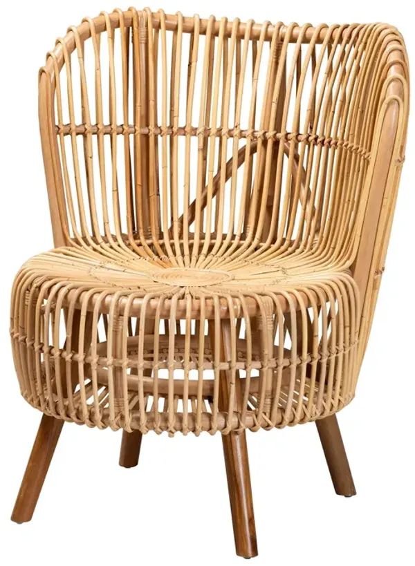 Baxton Studio Nagoya Modern Bohemian Natural Rattan Wide Seat Lounge Chair