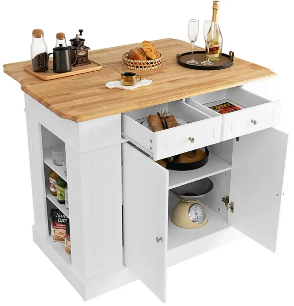 Kitchen Island with Storage and 3-Level Adjustable Shelves