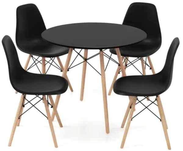 Hivvago 5 Pieces Dining Table Set With Solid Wood Leg
