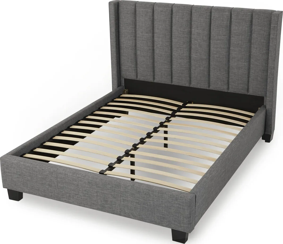Palermo California King-size Upholstered Wingback Platform Bed in Dark Stone