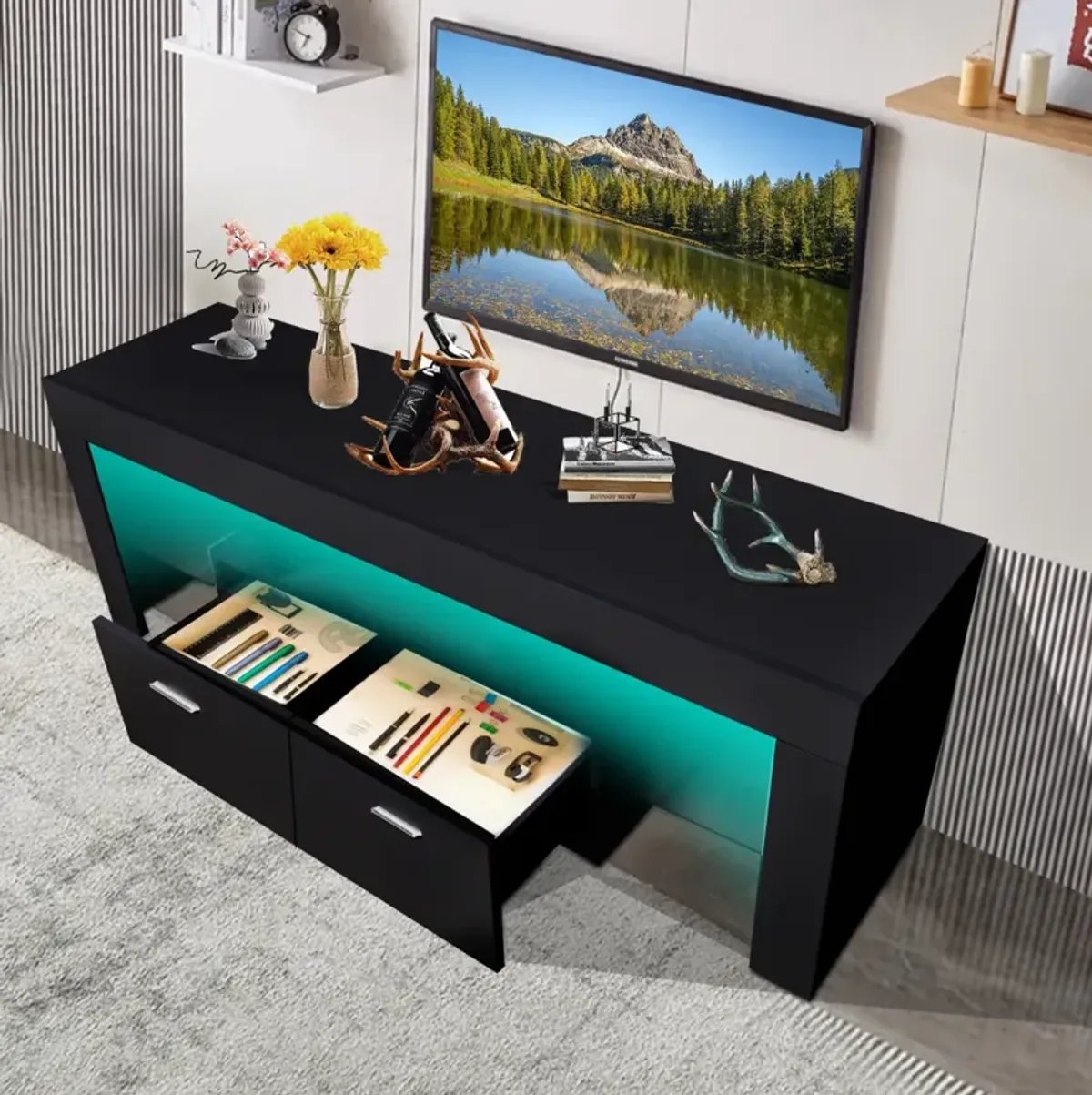 Modern 75 Inch LED TV Stand with Storage