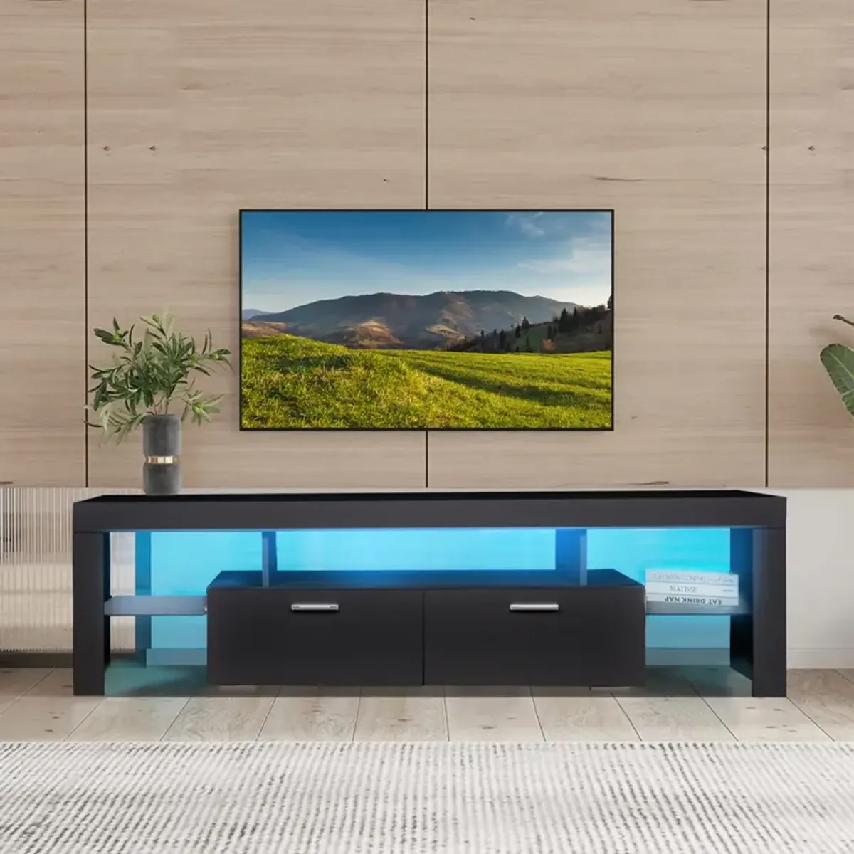 Modern 75 Inch LED TV Stand with Storage