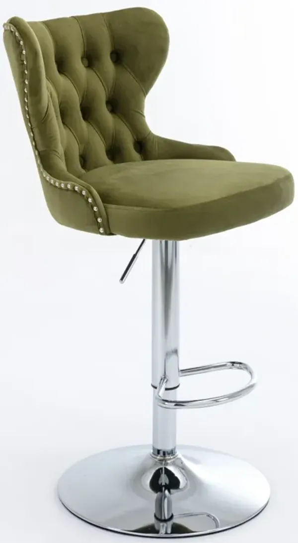 Hivvago Set of 2 Modern Upholstered Tufted Velvet Armless Bar Stools with Chrome Details